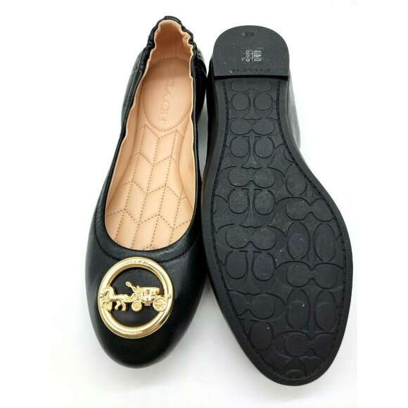 COACH BAILEY LEATHER BALLEY FLATS WOMEN SHOE FG2944 BLACK SIZE 6.5 $188 - Picture 4 of 11